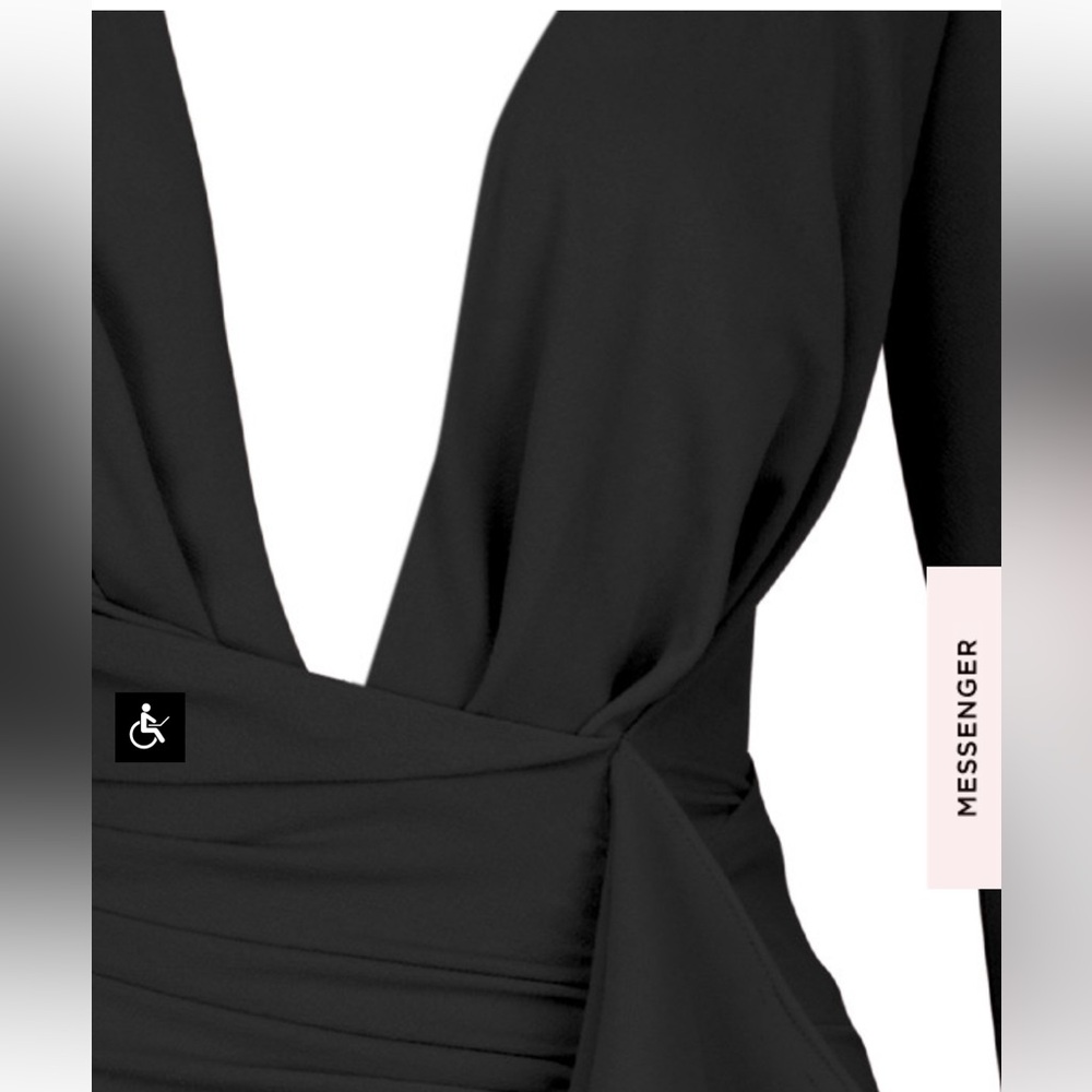 MIRA BLACK DEEP PLUNGE MIDI DRESS - Picture 12 of 15